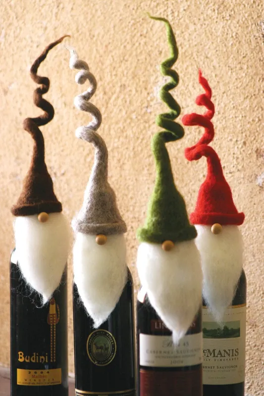 Popular Kalalou Santa Wine Toppers With Curly Hats - Set Of 4 - Multi