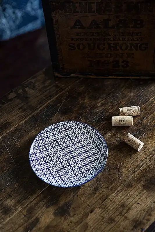 Blue and White Round Plate Set of 4 By Vagabond Vintage New Arrival