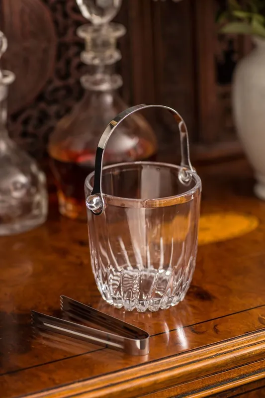 In Demand Vagabond Vintage Glass Ice Bucket with Tongs - Set of 2
