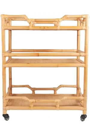 Napali Rattan Rolling Barcart, Natural by Jeffan New Arrival