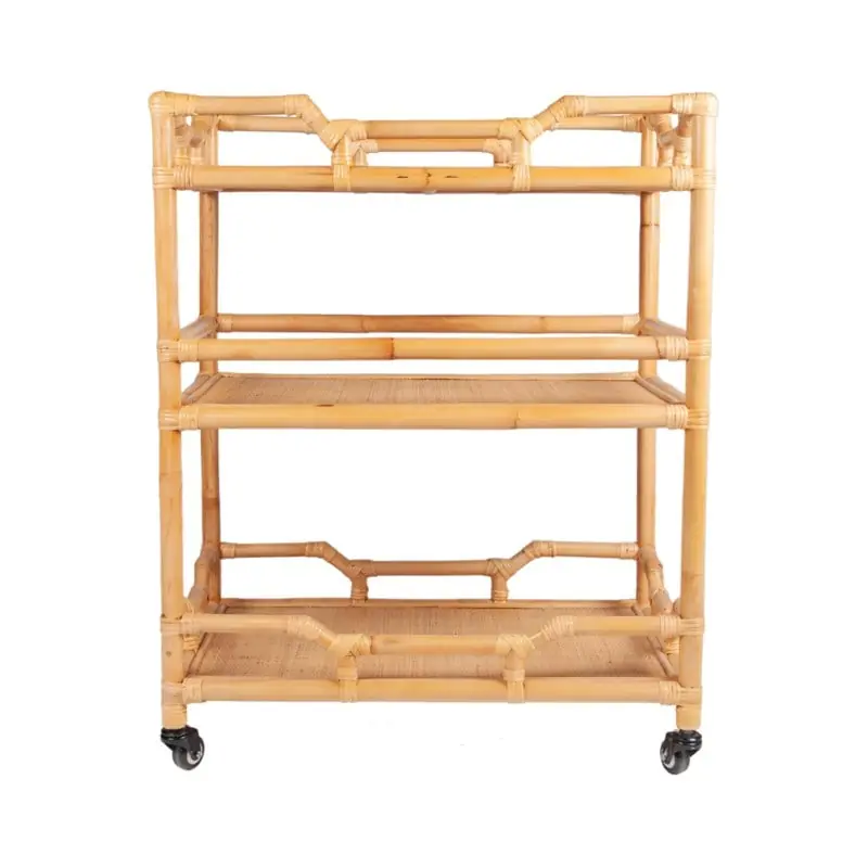Napali Rattan Rolling Barcart, Natural by Jeffan New Arrival
