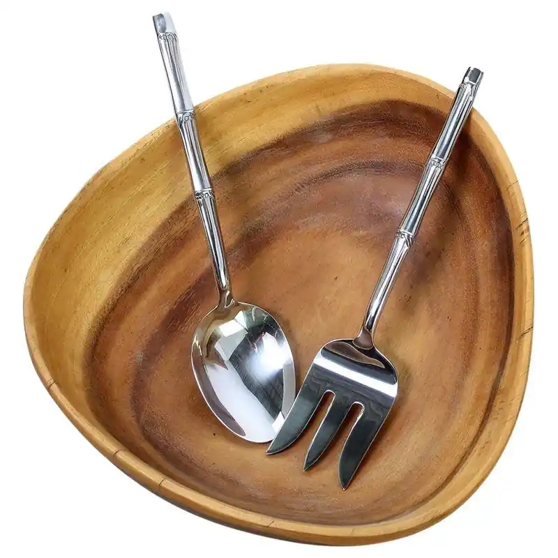 Buy Direct Haussmann Stainless Steel Bamboo Flattened Serving Set