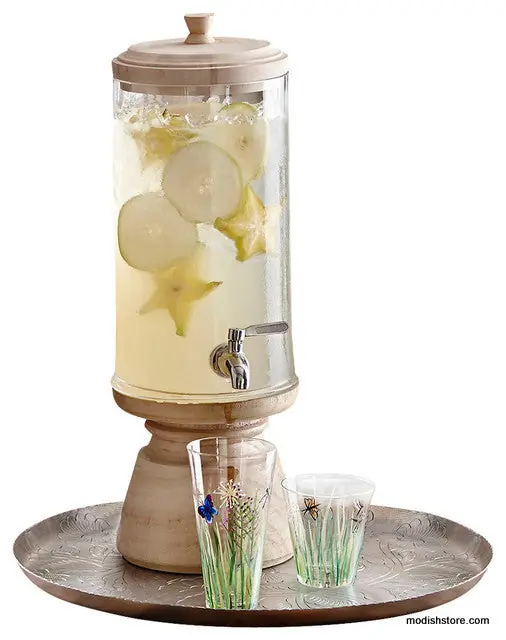 Turned Wood Drink Dispenser Genuine