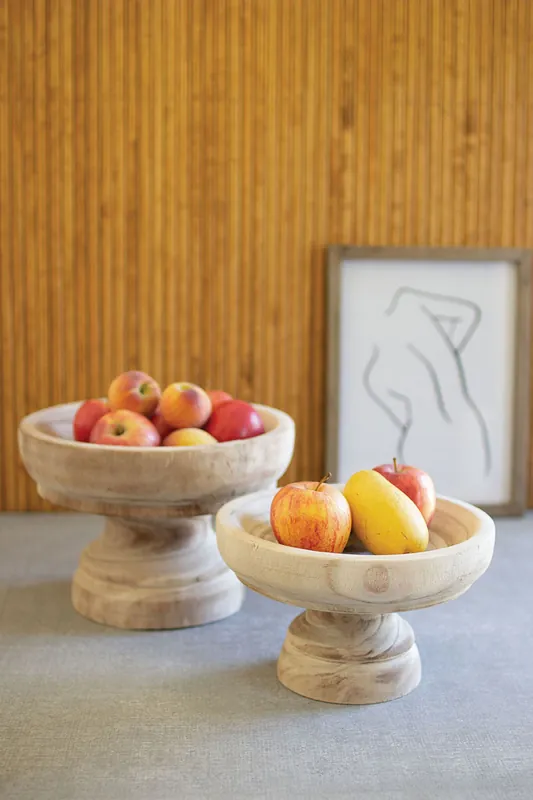 Turned Wooden Compotes Set Of 2 By Kalalou - Natural Low Price