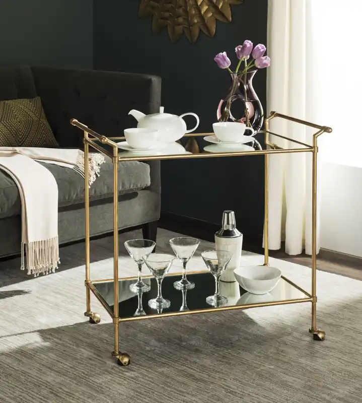 Safavieh Felicity Bar Cart - Gold, Clear Luxury