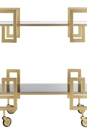 Top Pick Safavieh Eliza 2 Tier Bar Cart - Matte,Brass,Glass