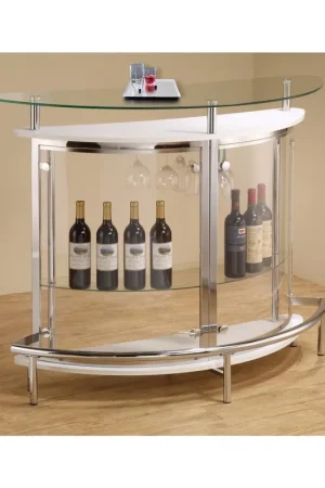 Contemporary Bar Unit With Clear Acrylic Front , White By Benzara - White Price Drop