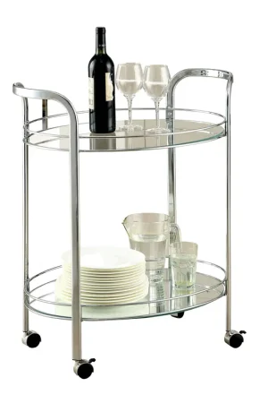 Loule Contemporary Serving Cart In Chrome Finish By Benzara - Chrome Clearance