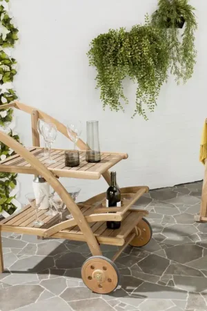 Safavieh Lodi Tea Cart - Natural Secure Checkout