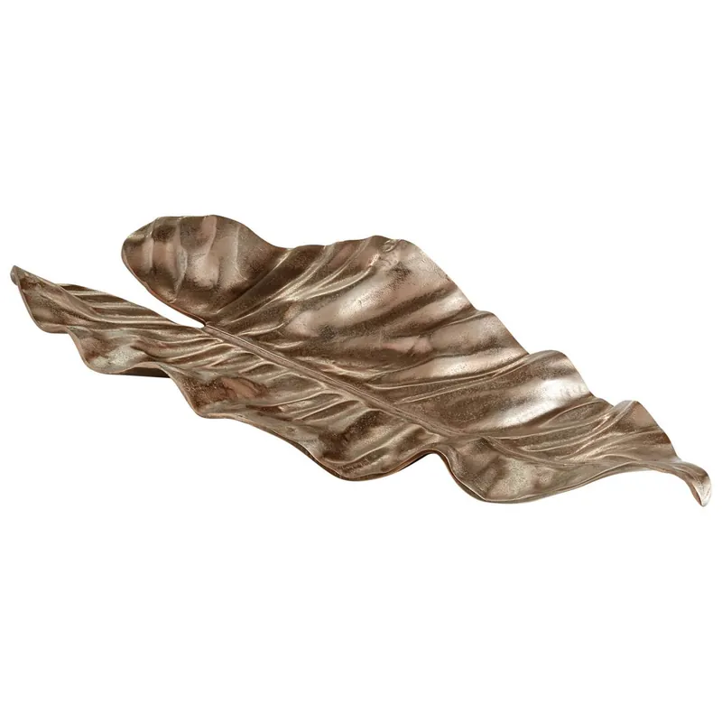 Hassle-Free Returns Large Leaf It Here Tray By Cyan Design - Brown-Bronze-Rust