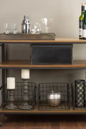 Baxton Studio Lancashire Brown Wood & Metal Kitchen Cart - Brown Limited Edition