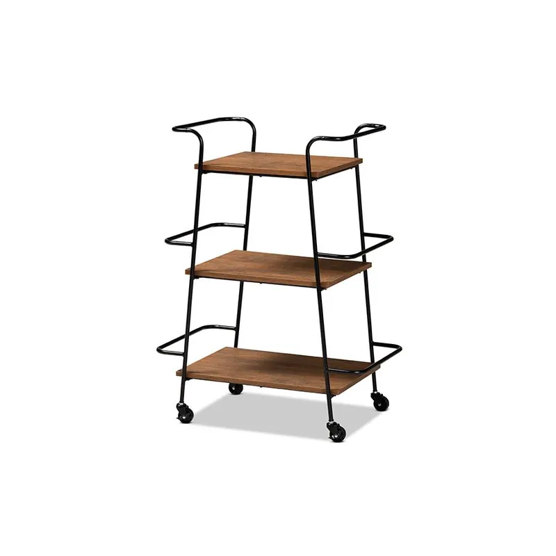 Exclusive Baxton Studio Bernard Rustic Industrial Black Metal and Walnut Finishe