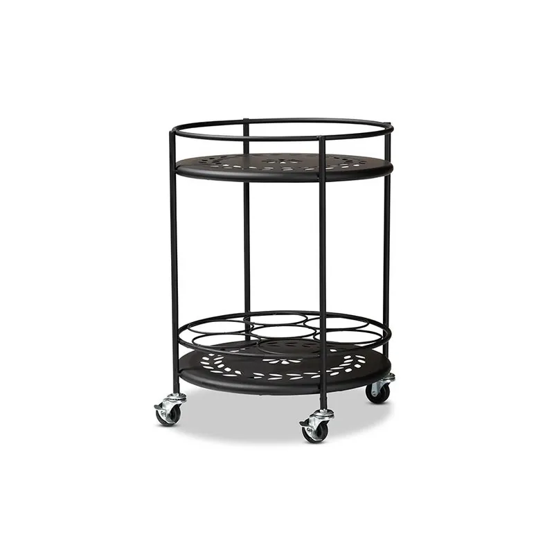 High Quality Baxton Studio Dallan Modern Industrial Black Metal 2-Tier Kitchen Cart - Black