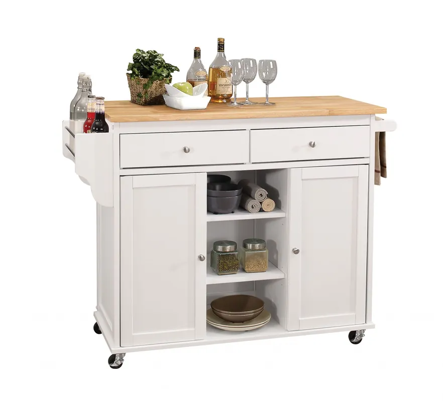 Fast Shipping Natural And White Kitchen Island By Homeroots - 286672