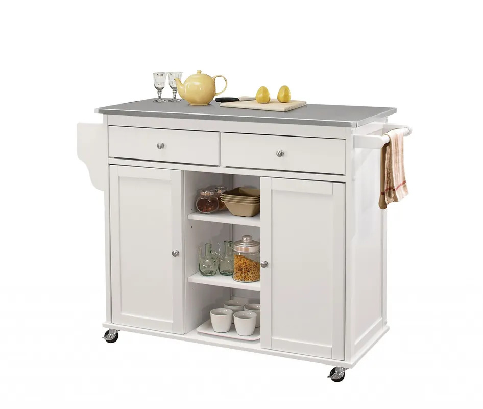 Stainless Steel And White Kitchen Island By Homeroots Shop Now