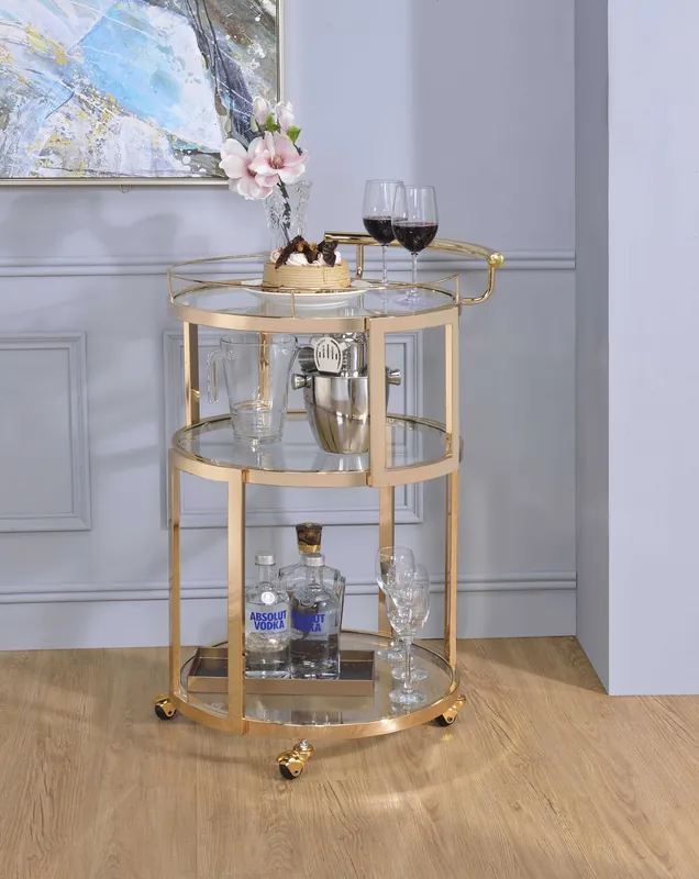 Gold And Clear Glass Serving Cart By Homeroots - 319137 Premium