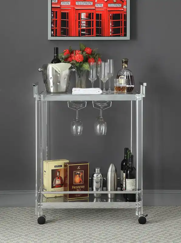 Mega Sale Chrome Clear Glass Metal Acrylic Serving Cart By Homeroots