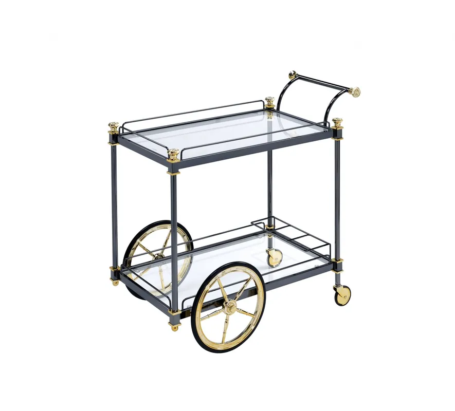 Black Gold Clear Glass Metal Casters Serving Cart By Homeroots Fresh Stock