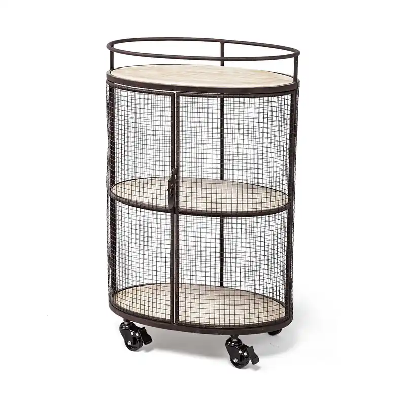 Cylindrical Matte Black Metal Bar Cart By Homeroots Warranty Included