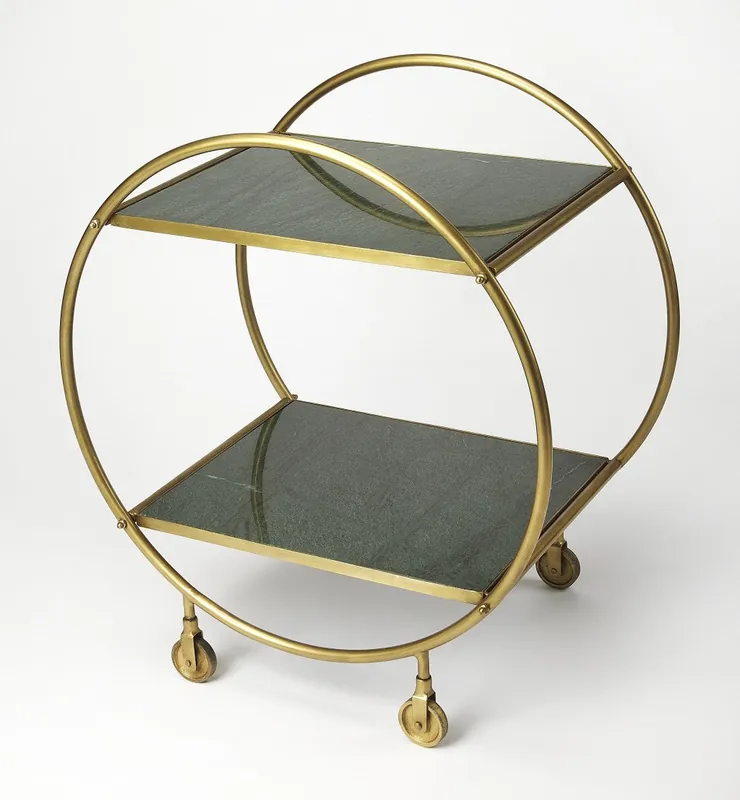 Modern Gold And Green Marble Rolling Server By Homeroots Hassle-Free Returns