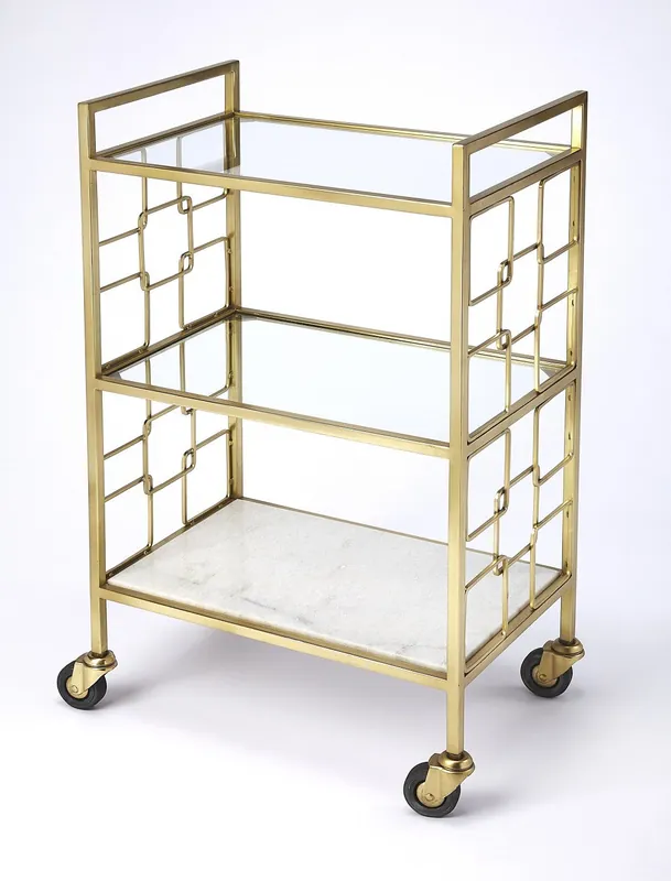 Must Have Polished Gold Bar Cart By Homeroots