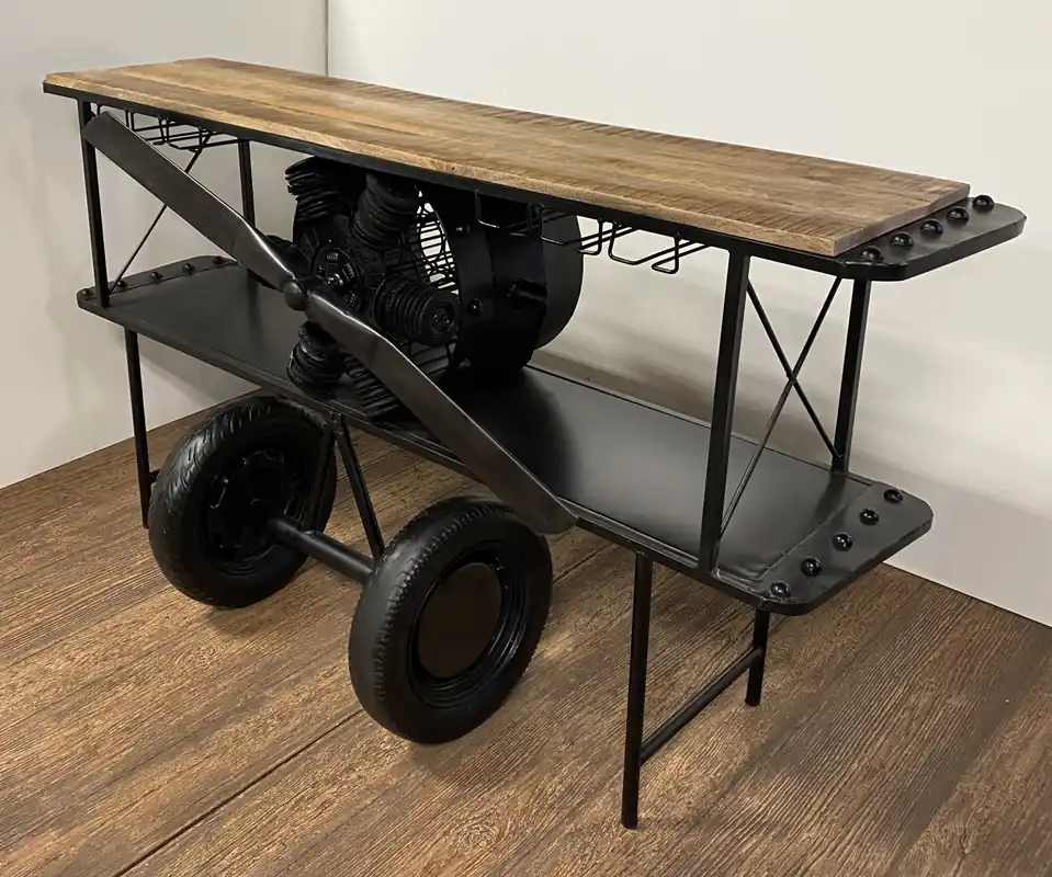 Black Metal Mango Wood Aeroplane Bar Counter By Homeroots Professional Grade