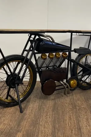 Premium Black Motorcycle Wine Bar By Homeroots
