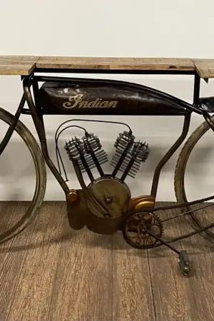 Brown Metal Mango Wood Iconic Vintage Cycle Table By Homeroots Popular