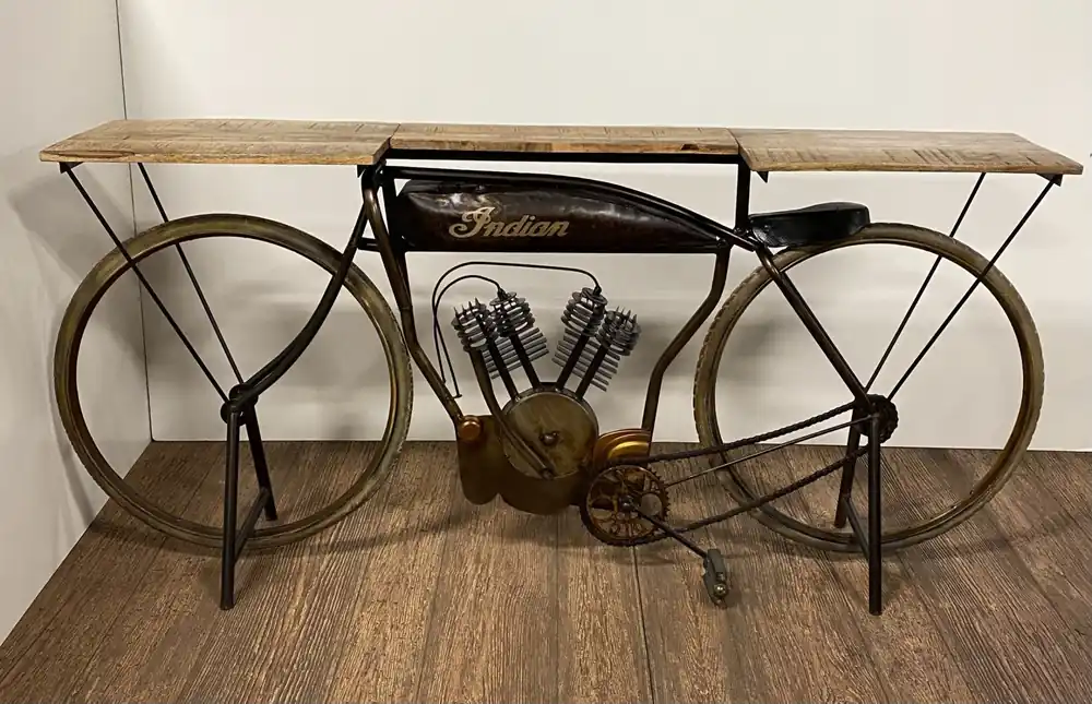 Brown Metal Mango Wood Iconic Vintage Cycle Table By Homeroots Popular