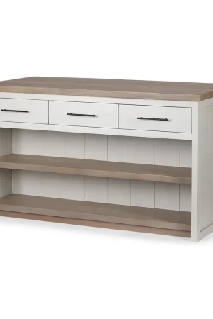 Special Discount White And Brown Two Tone Wooden Kitchen Island With 3 Drawers By Homer