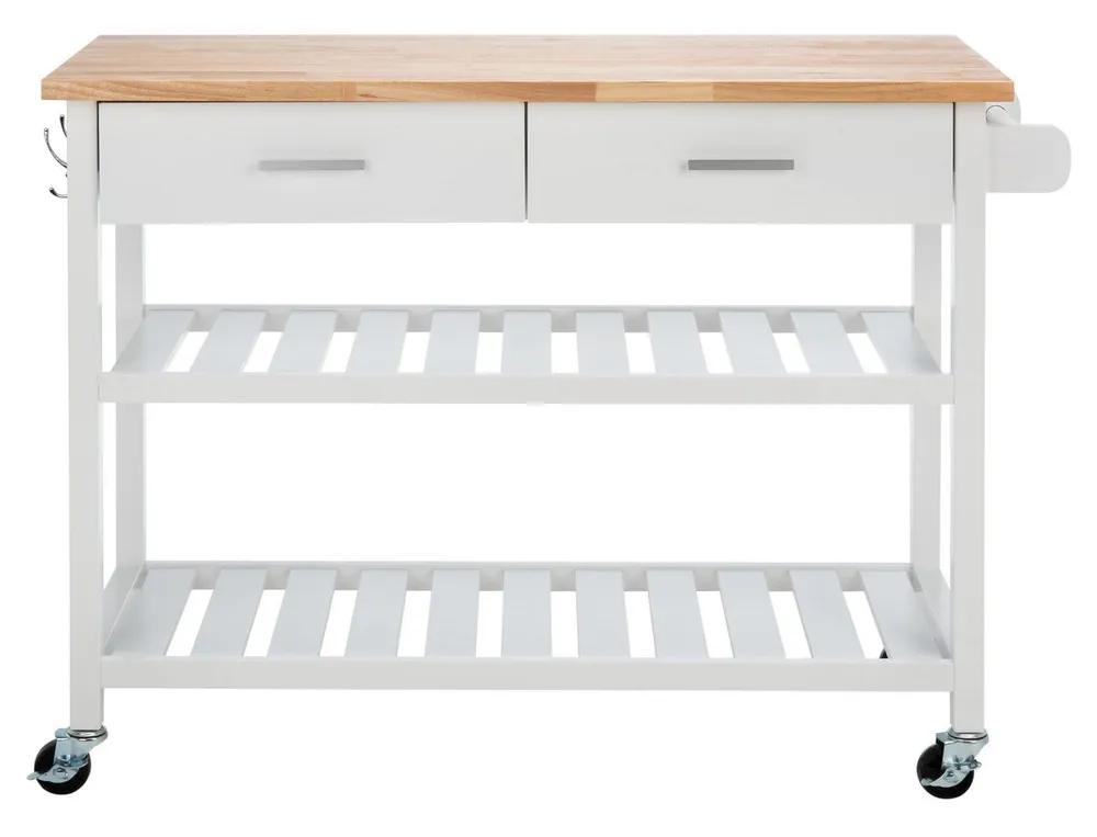 In Demand Safavieh Kiko 2 Drawer 2 Shelf Kitchen Cart - White,Natural,
