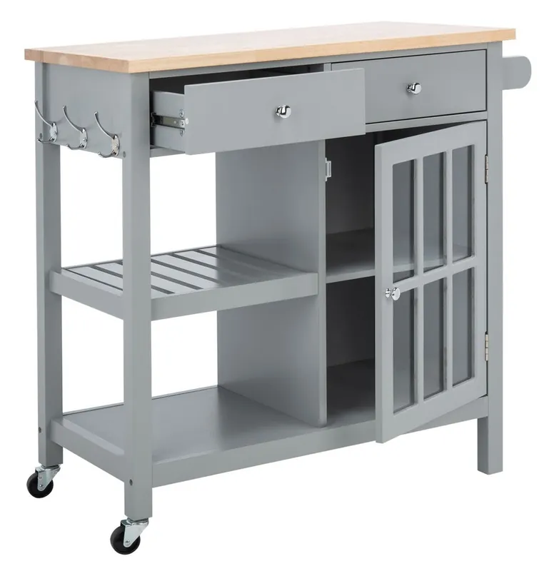 Direct From Factory Safavieh Locklyn 1 Door 2 Drawer 2 Shelf Kitchen Cart