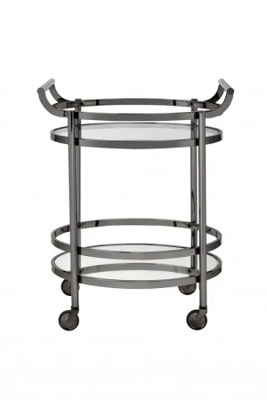 Today Only Clear Glass And Black Nickel Serving Cart By Homeroots