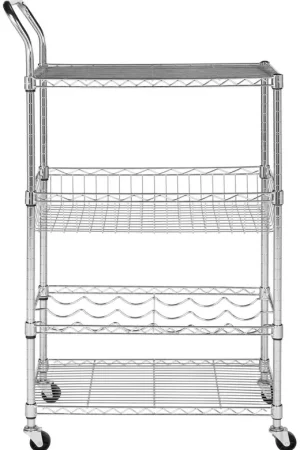Luxury Safavieh Carmen 4 Tier Chrome Wire Adjustable Cart (23.6 In. W X 13.8