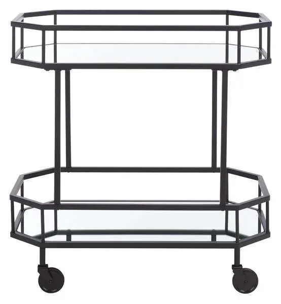 Safavieh Silva 2 Tier Octagon Bar Cart - Black Limited Offer