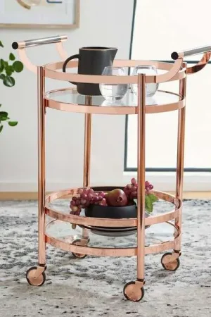 Final Sale Safavieh Sienna 2 Tier Round Bar Cart - Rose Gold