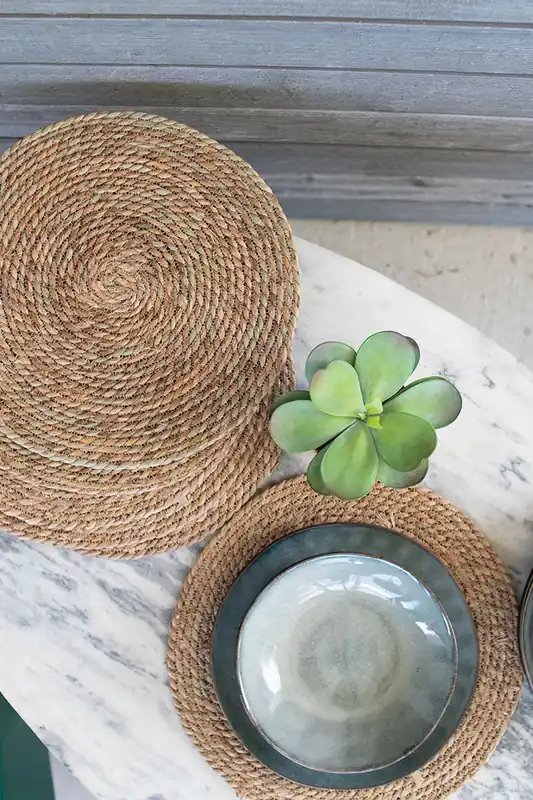 Round Seagrass Place Mat Set Of 6 By Kalalou - Natural Fast Shipping