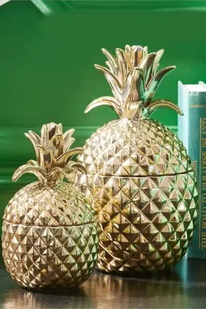 Bulk Order Two's Company Golden Hospitality Pineapple Jars, Set/2