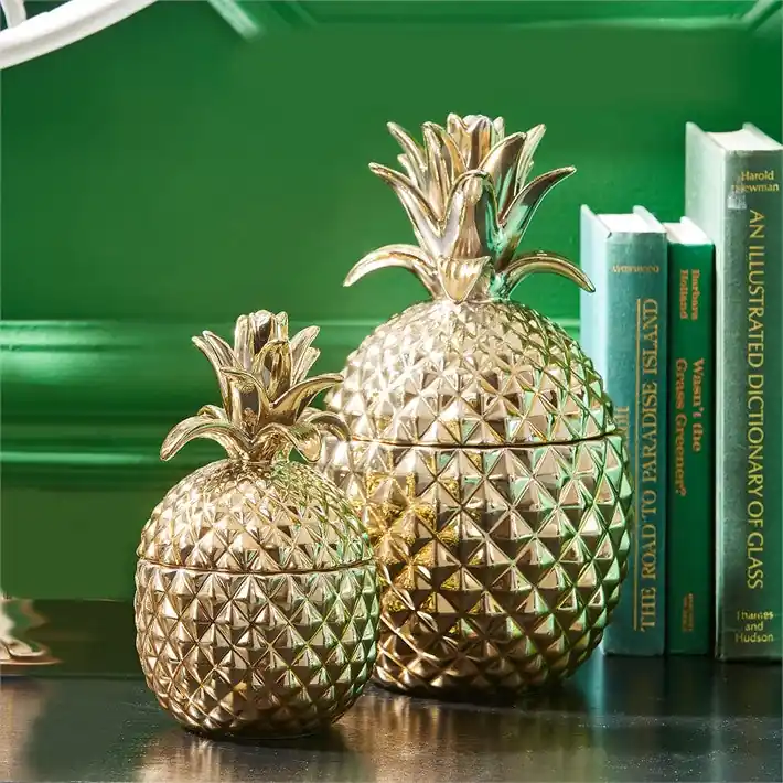 Bulk Order Two's Company Golden Hospitality Pineapple Jars, Set/2