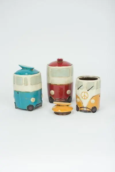Mega Sale Kalalou Set Of 3 Ceramic Van Canisters With Surfboard Handles - Multi