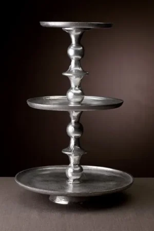 Round Silver Polished Three Tier Stand By Homeroots Discount