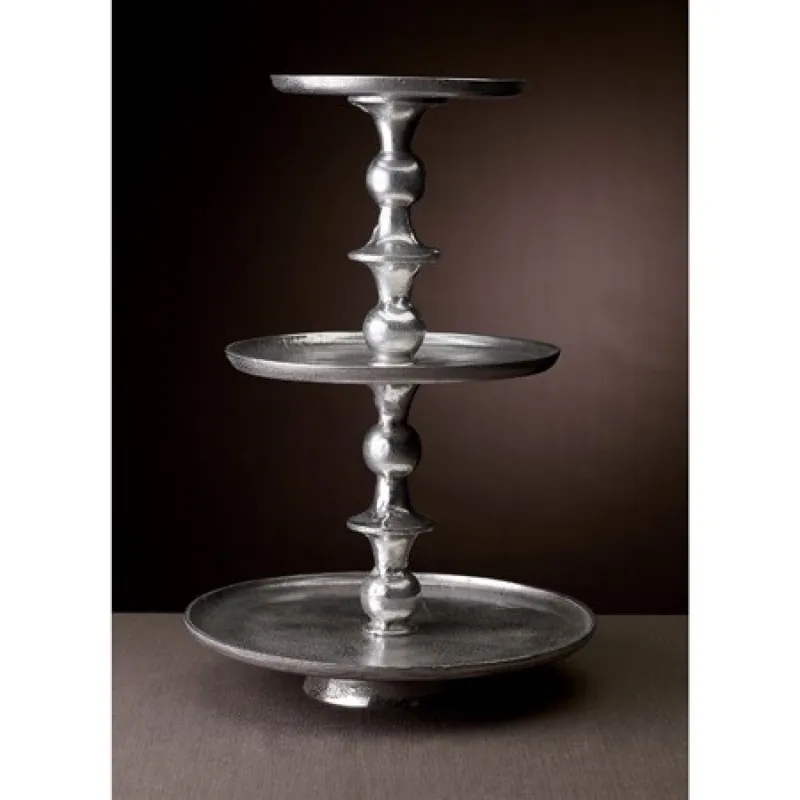 Round Silver Polished Three Tier Stand By Homeroots Discount