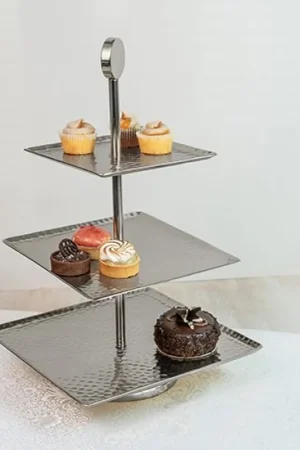 Hammered Square Shaped Three Tier Stand By Homeroots Next Day Delivery