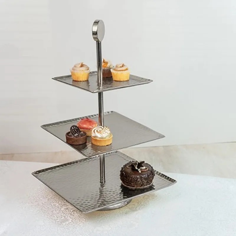 Hammered Square Shaped Three Tier Stand By Homeroots Next Day Delivery