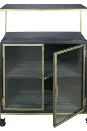 Last Chance Hendrik Rolling Cart, Wood & Brass By HomArt