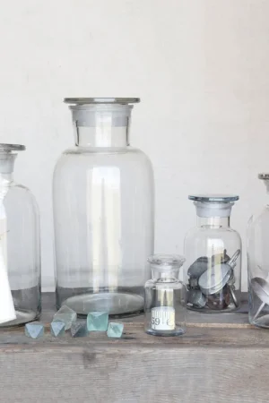 Pharmacy Jar with Stopper - Large - Clear Set Of 2 By HomArt Same Day Shipping