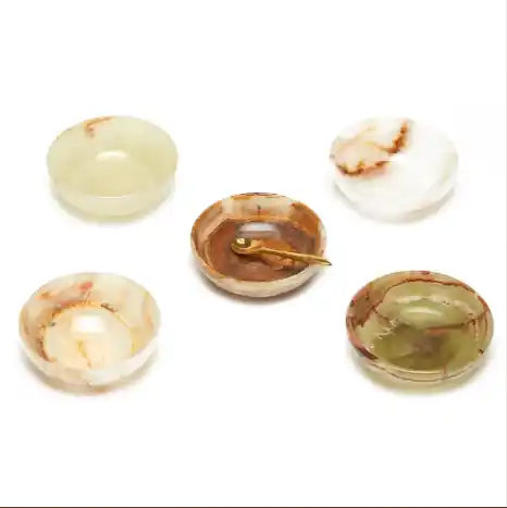 Onyx-Marble Bowl with Golden Spoon Asst 5 Colors Set Of 5 By Tozai Hom Weekend Sale
