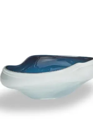 Large White/Blue Bowl Glass Set Of 2 By Tozai Home No Minimum Order
