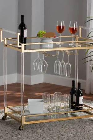 Baxton Studio Savannah Contemporary Glam and Luxe Gold Metal and Glass Deal