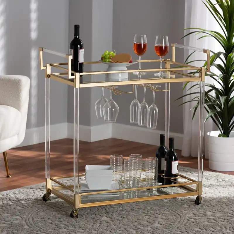 Baxton Studio Savannah Contemporary Glam and Luxe Gold Metal and Glass Deal